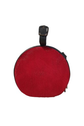 Δερμάτινη Τσάντα Μαύρη με Κόκκινο BAGF021A